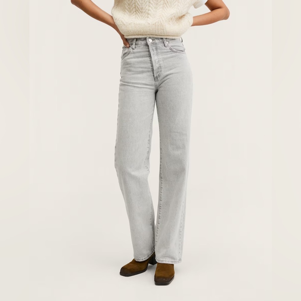Mango High-waist straight jeans in grey